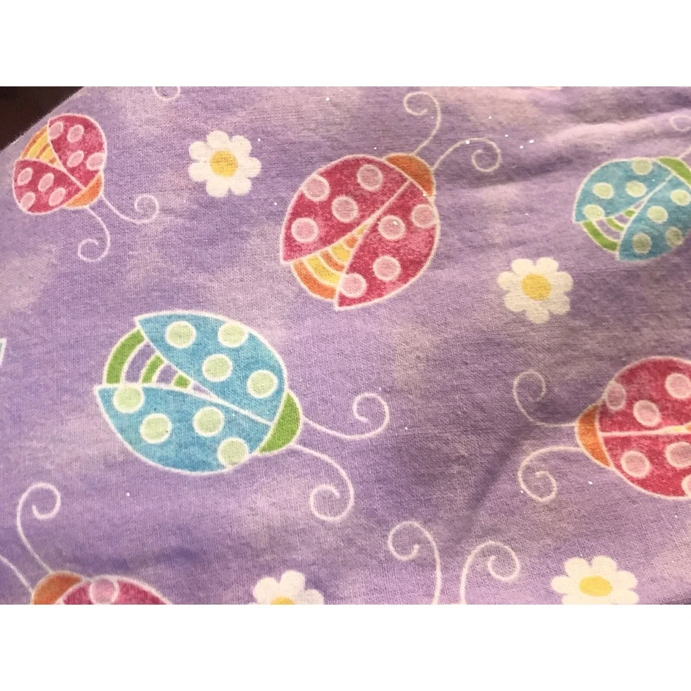 Hand Crafted‎ Pillow Case Purple Lady Bugs Flower Girls Bedroom Twin Pillow Sham